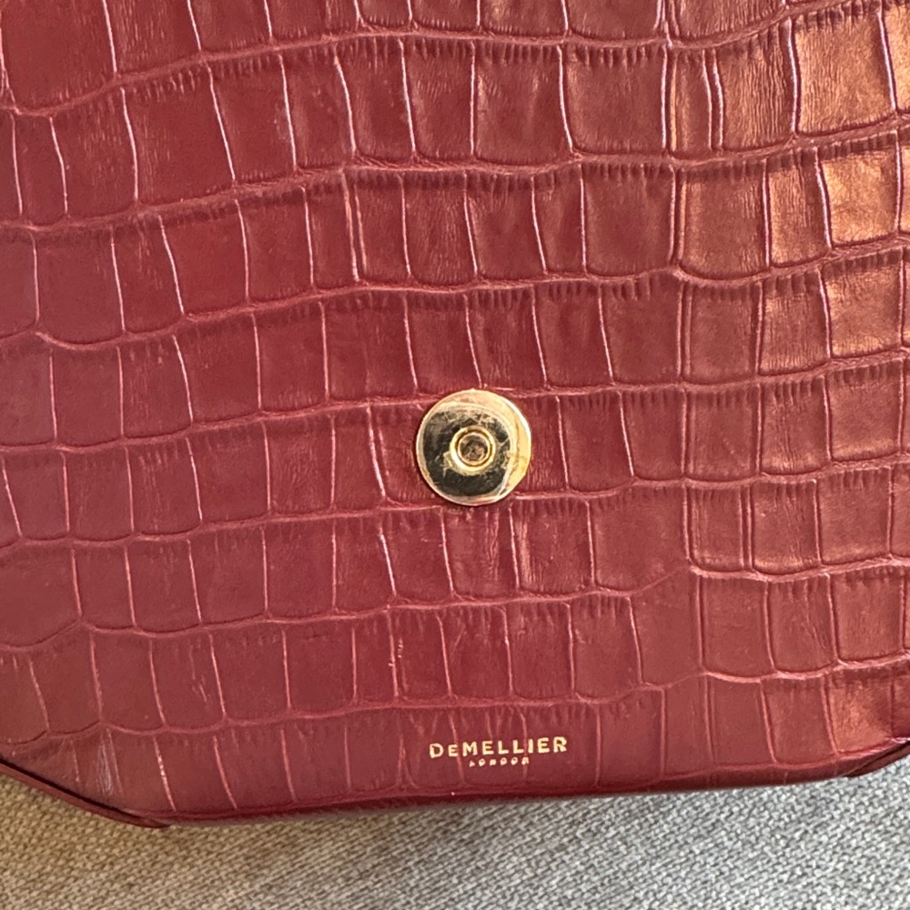 DeMellier London Croc-Embossed Crossbody Bag in Burgundy - Picture 9 of 16